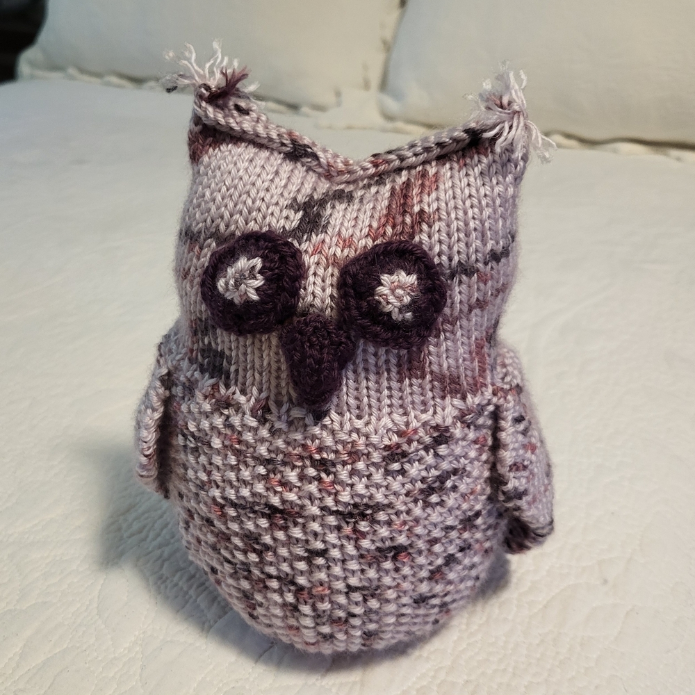 Hand Crafted Purple Knit Owl Decorative Plush 9 Inches X 6 Inches